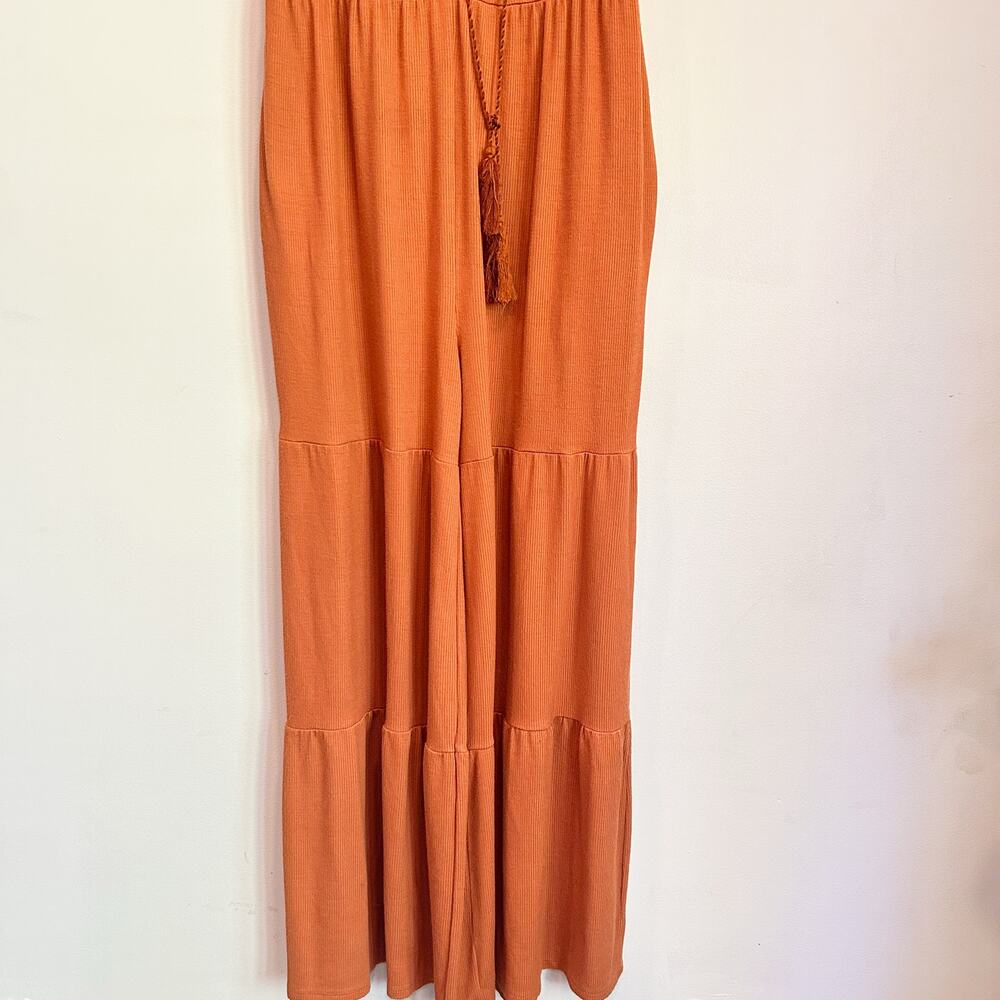 Anthropologie Saturday Sunday Ribbed Wide Leg Jumpsuit Orange Size M - Picture 5 of 9